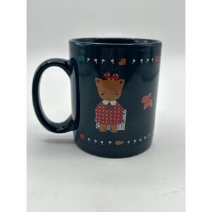 Rare Sanrio 1994 Winkipinki Cat Mug Plaid Scotty Dog Taiwan
